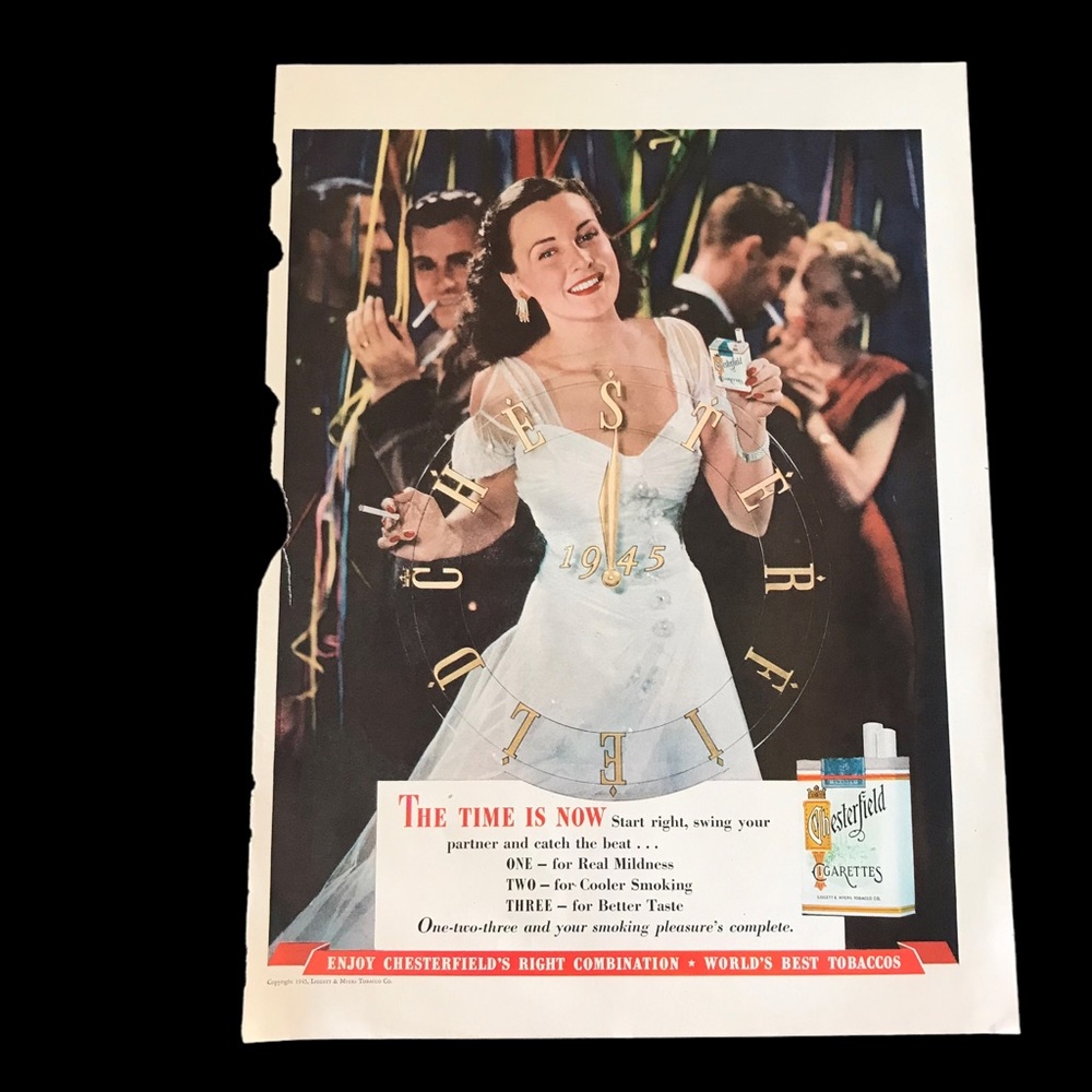 1940’s Vintage Chesterfield Cigerette Print Ad #3